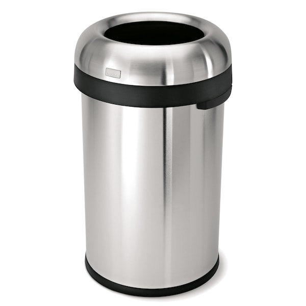 21 gal Round Indoor Metal Can, Brushed, Stainless Steel, 17.8 in